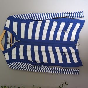 NWT Betty Barclay light zip up stripped top. Size 44. Fits like large/Xlarge
